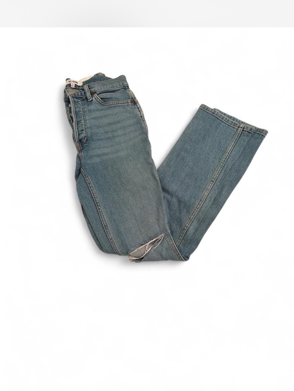 Re/Done Straight-Leg Women's Jeans in Medium Blue